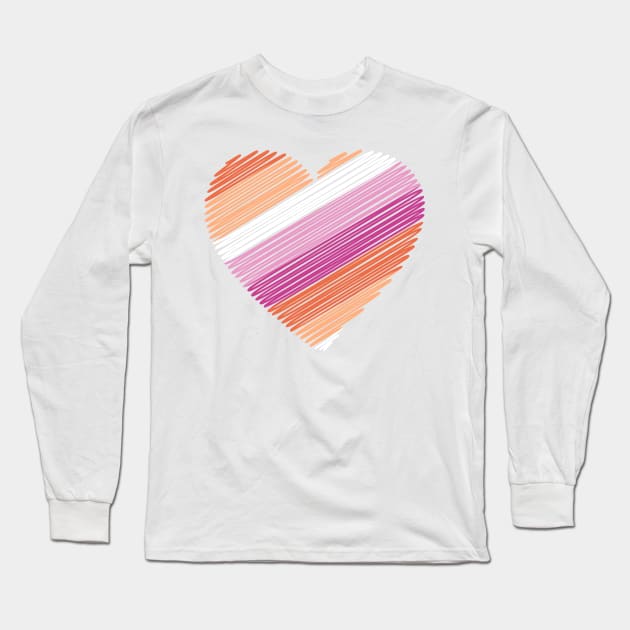 Lesbian Flag Heart Long Sleeve T-Shirt by MarcyRangel